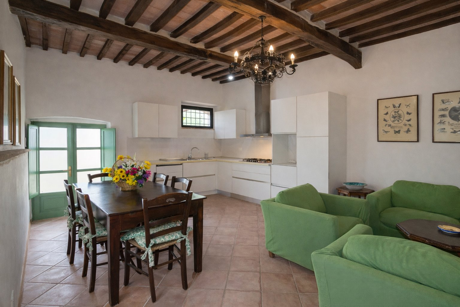 Soggiorno appartamento Oleandro con arredi d'epoca - La Vivaldina Suvereto Toscana